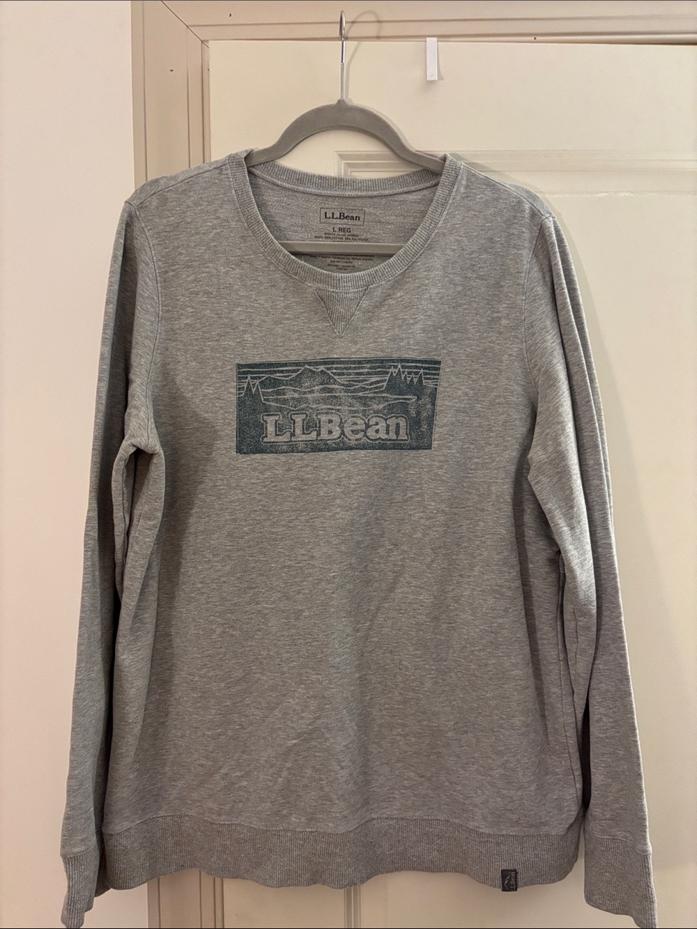 L.L. Bean Light Gray Crewneck Sweatshirt with Blue Logo